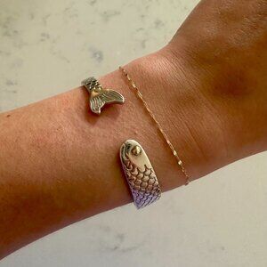 Cape Cod Fish Bracelet- Solid 925 Silver & Real 14K Gold Eye